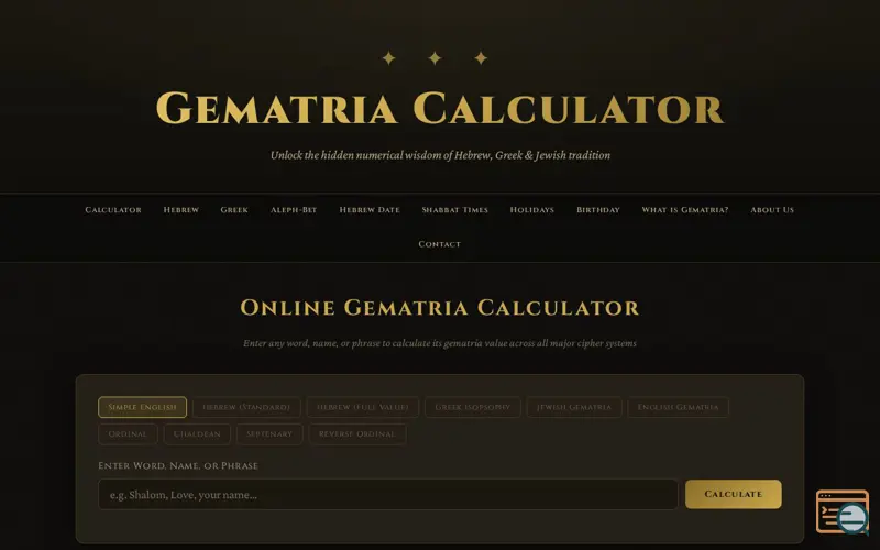 Screenshot of Gematria Calculator