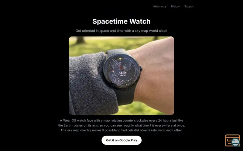 Screenshot of Spacetime Watch