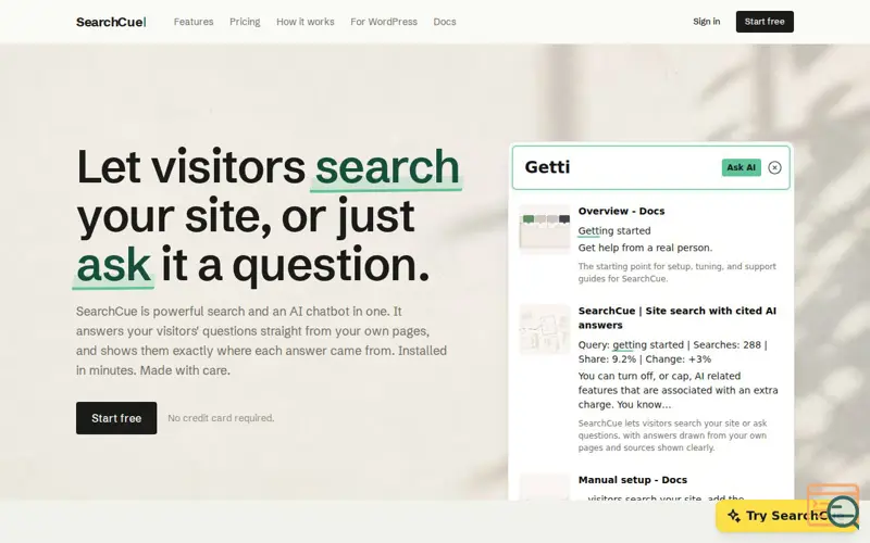 Screenshot of SearchCue