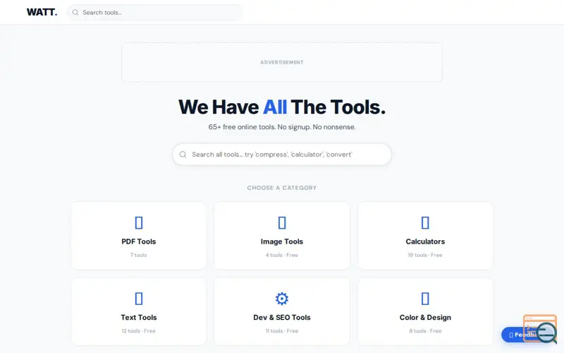 Screenshot of We Have All The Tools: Free Online Tools