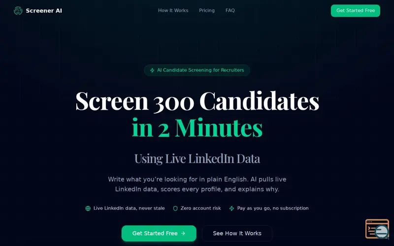 Screenshot of Screener AI (Linkedin real-time data)