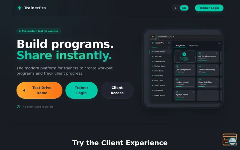 Screenshot of TrainerPro - Build & Share Training Programs Instantly