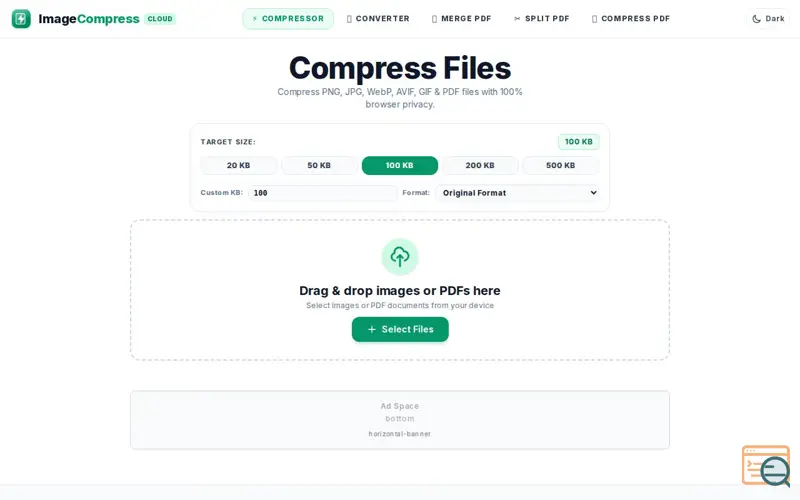 Screenshot of Free Image & PDF Compressor — Compress to an Exact File Size