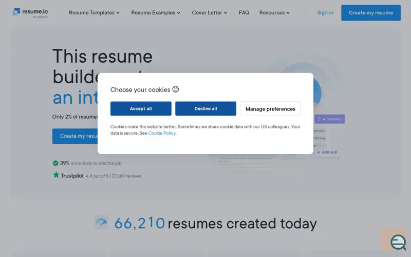 Screenshot of Free Resume Builder, a launch using Wondershare Filmora