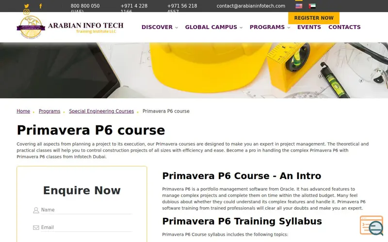 Screenshot of Primavera course | Primavera p6 course