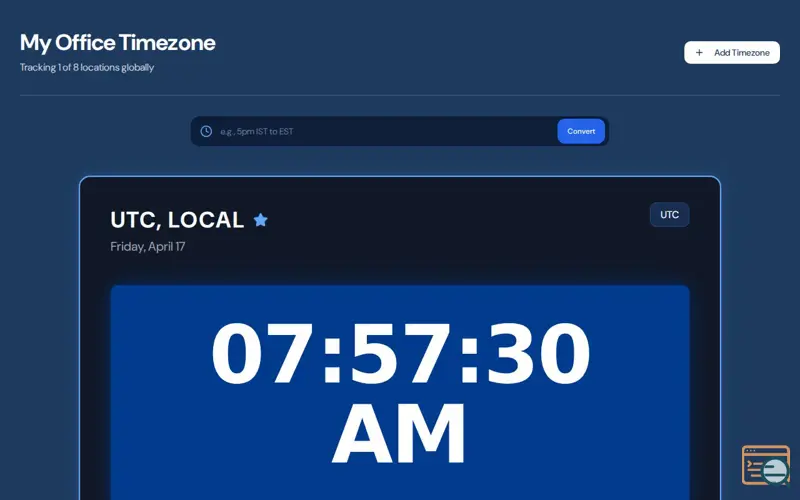 Screenshot of My Office Timezone