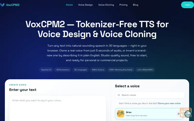 Screenshot of VoxCPM2 AI 