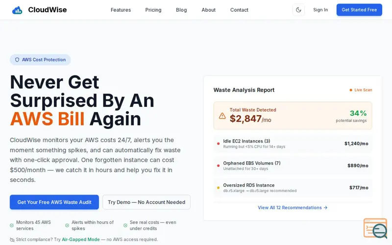 Screenshot of CloudWise