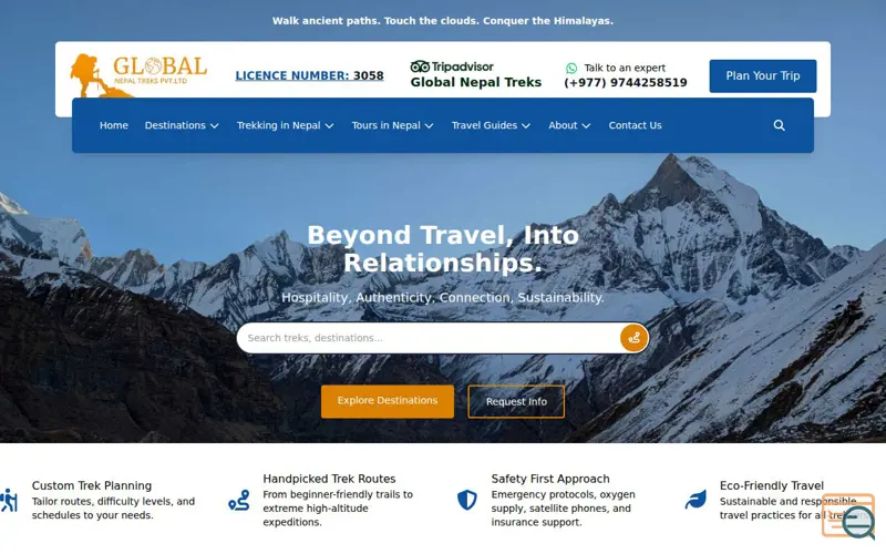 Screenshot of Global Nepal Treks