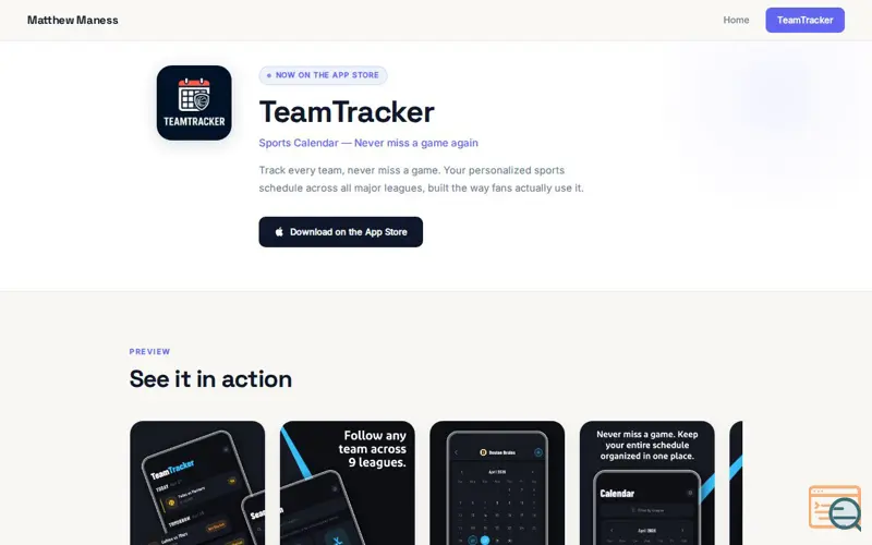 Screenshot of TeamTracker - Sports Calendar