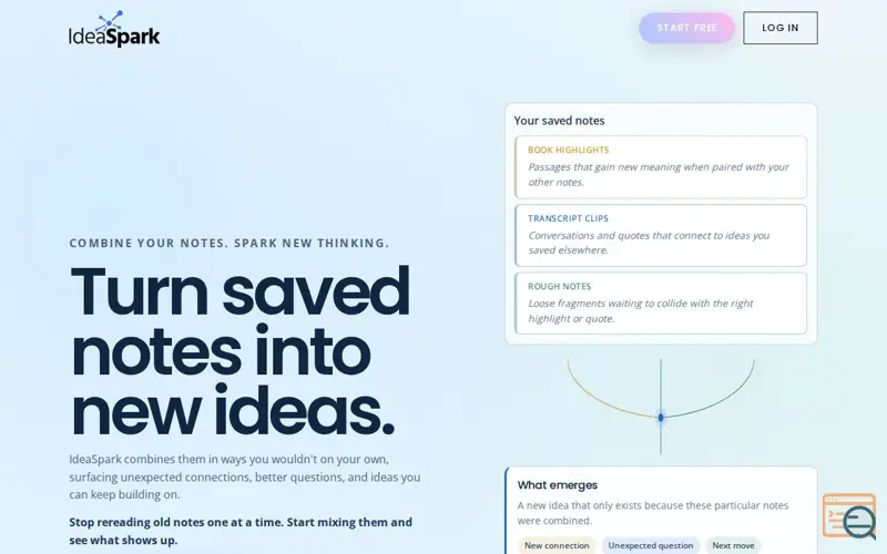 Screenshot of IdeaSpark