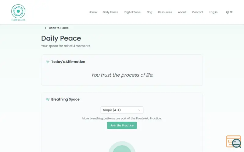 Screenshot of Daily Peace