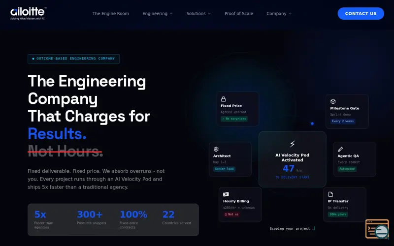 Screenshot of Ailoitte: Outcome-Based Engineering , a launch using LiveIntent