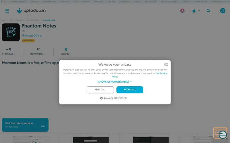 Screenshot of Phantom Notes