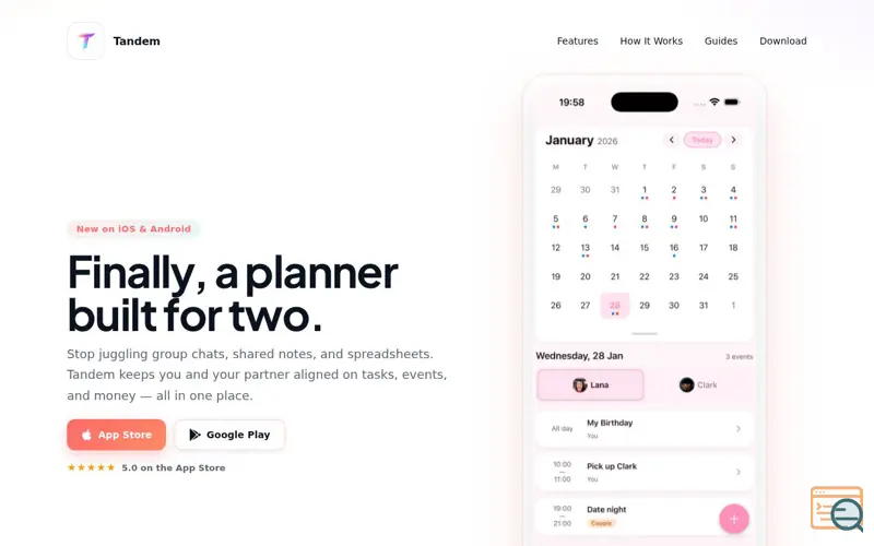Screenshot of Tandem – Your Couple's Shared Brain