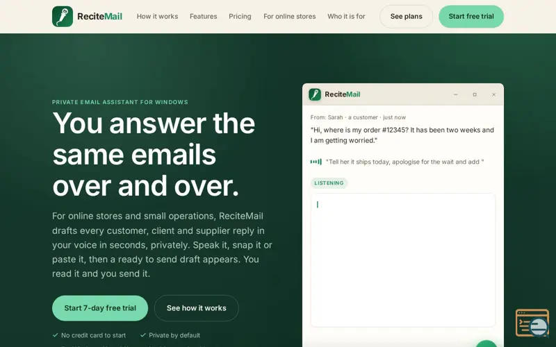 Screenshot of ReciteMail: Draft Replies In Your Voice, a launch using Crowdstax