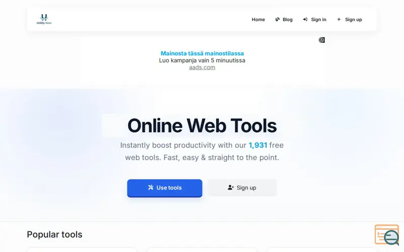 Screenshot of Utilify Web