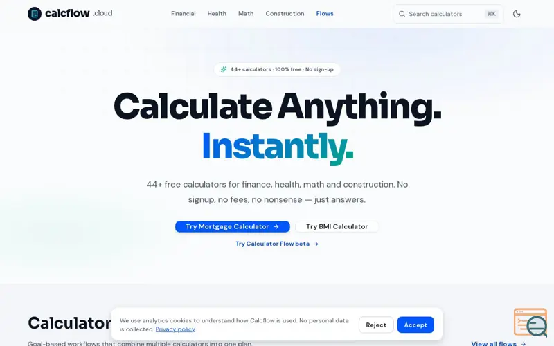 Screenshot of CalcFlow