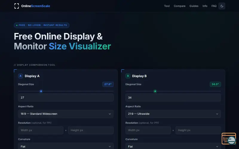 Screenshot of OnlineScreenScale