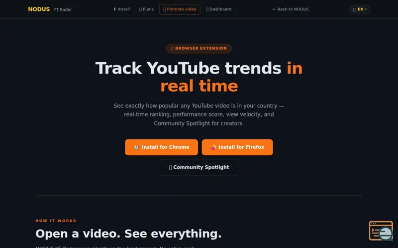 Screenshot of NODUS YT Radar