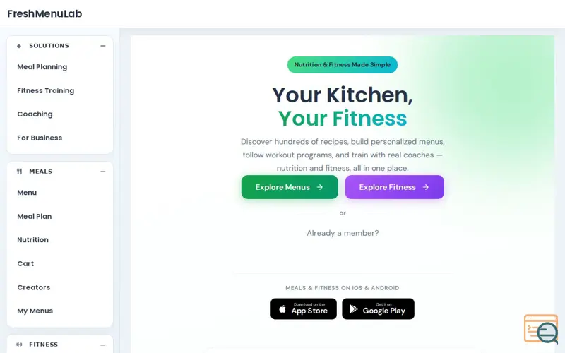 Screenshot of FreshMenuLab