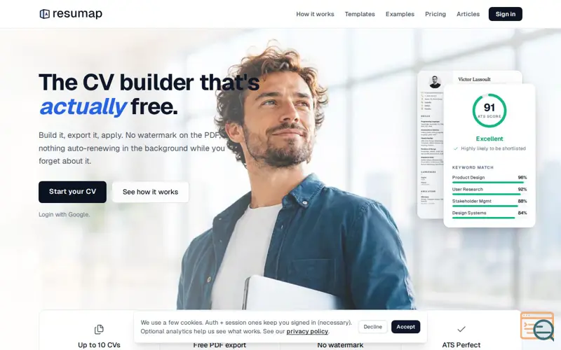 Screenshot of Free CV Builder | ATS-Friendly Resume Maker — Resumap