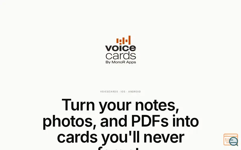 Screenshot of VoiceCards