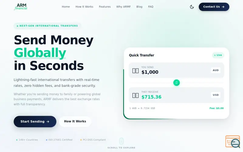 Screenshot of ARM Financial