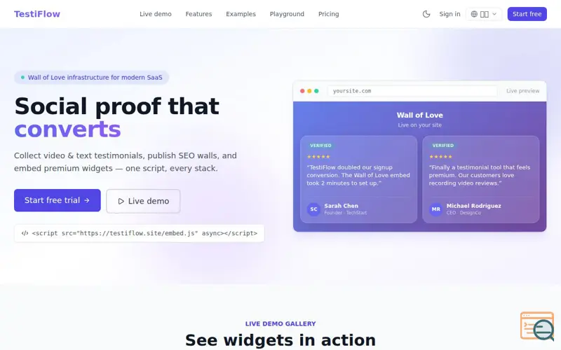 Screenshot of TestiFlow