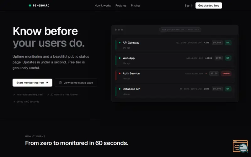 Screenshot of PingBoard