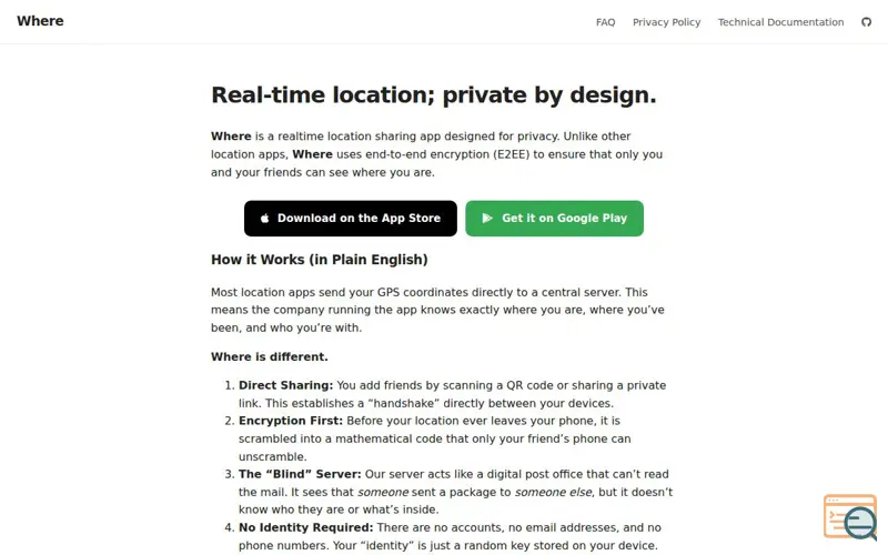 Screenshot of Where