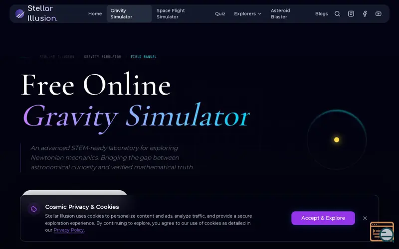 Screenshot of Gravity Simulator