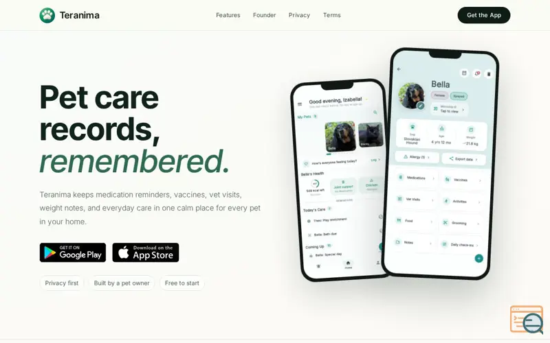 Screenshot of Teranima: Pet Care Tracker