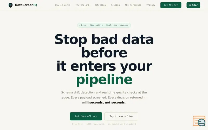 Screenshot of DataScreenIQ , a launch using GitHub