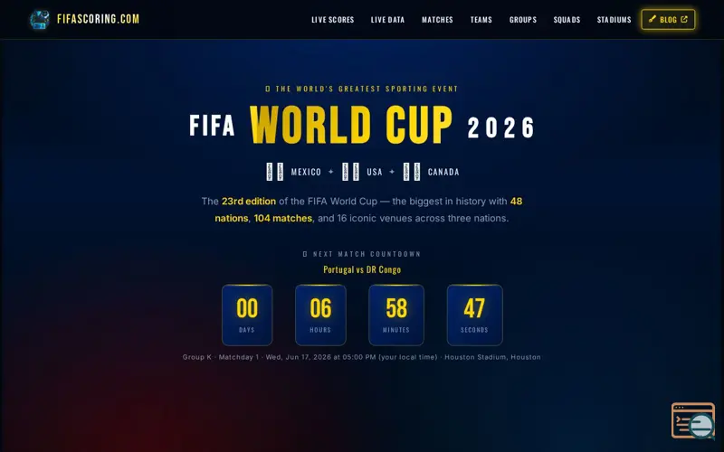 Screenshot of FIFAScoring.com