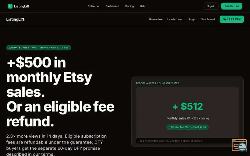 Screenshot of ListingLift