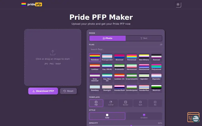 Screenshot of Pride PFP Maker