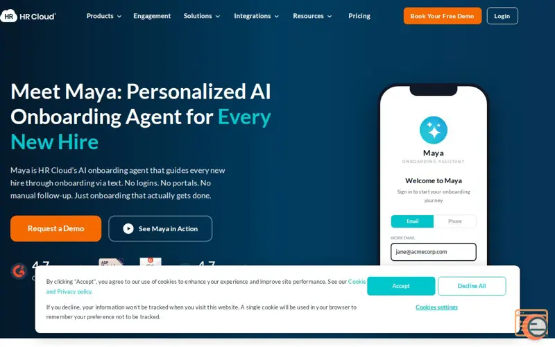 Screenshot of Maya AI Onboarding Agent by HR Cloud
