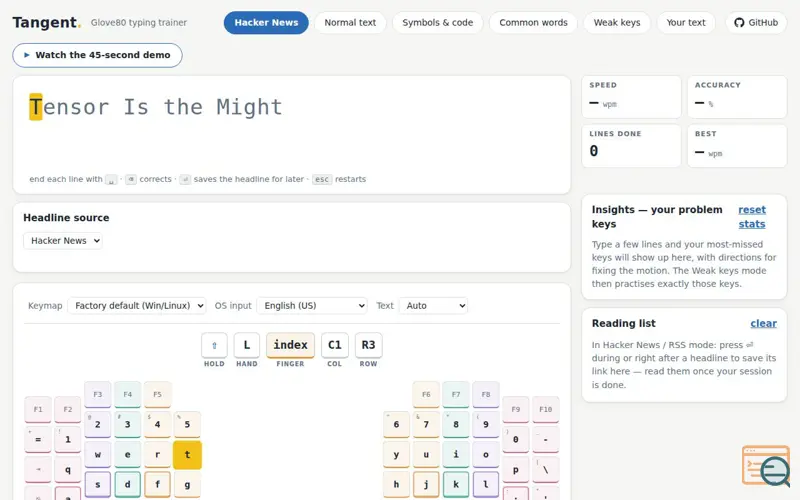 Screenshot of Tangent