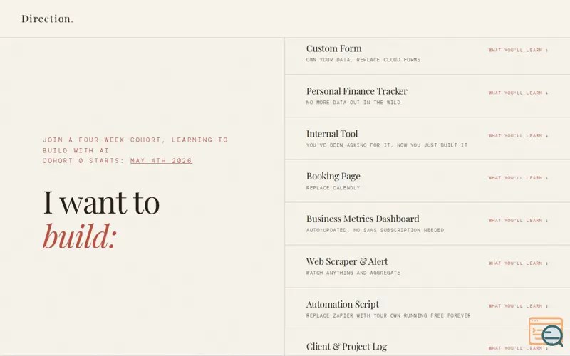 Screenshot of Direction, a launch using NearlyFreeSpeech.NET