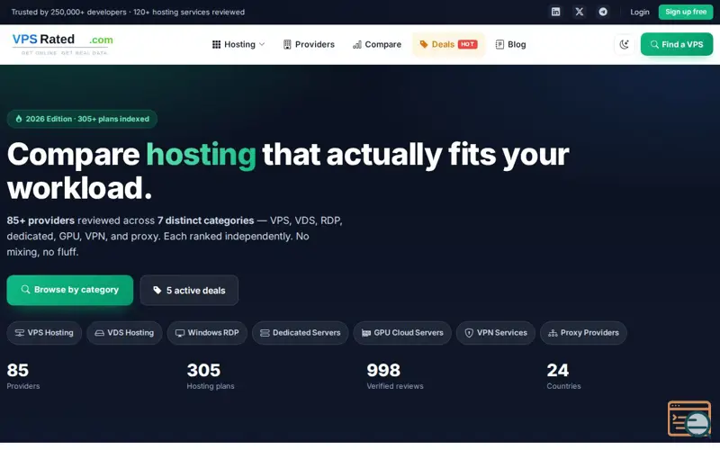 Screenshot of VPSRated – Best VPS, RDP & Dedicated