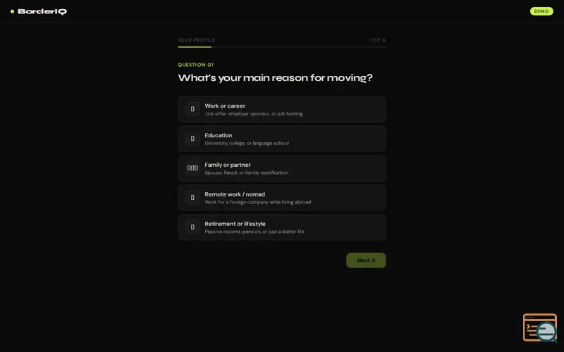 Screenshot of BorderIQ 