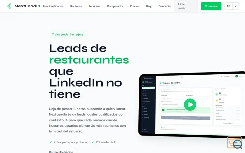 Screenshot of NextLeadIn