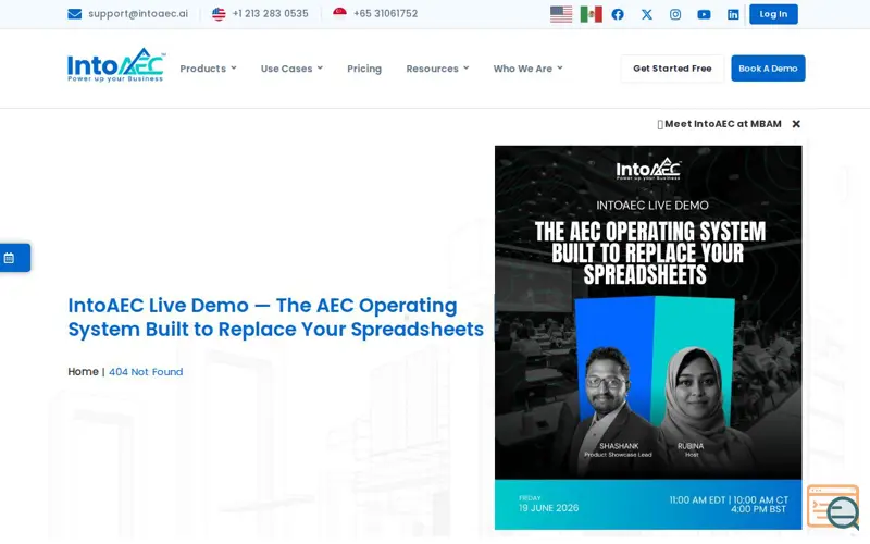Screenshot of IntoAEC