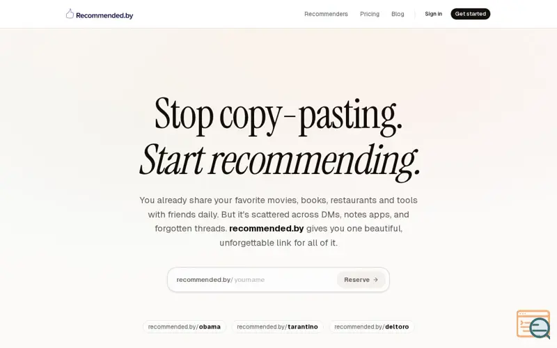 Screenshot of recommended.by
