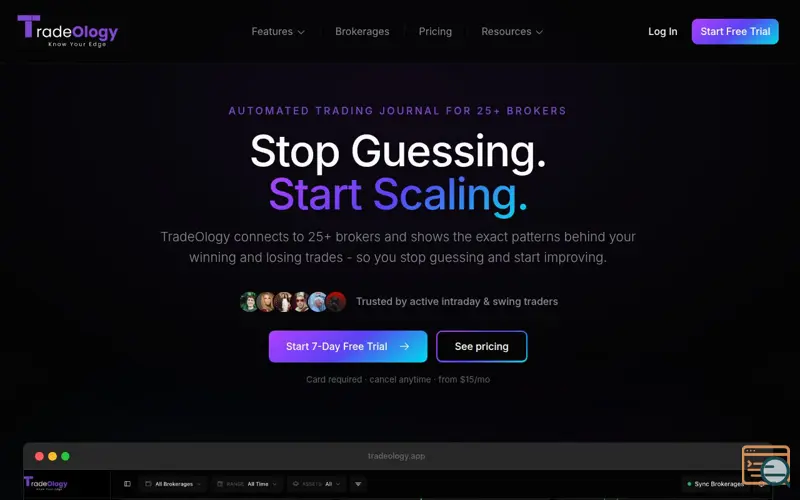Screenshot of TradeOlogy Automated Trade Journal.