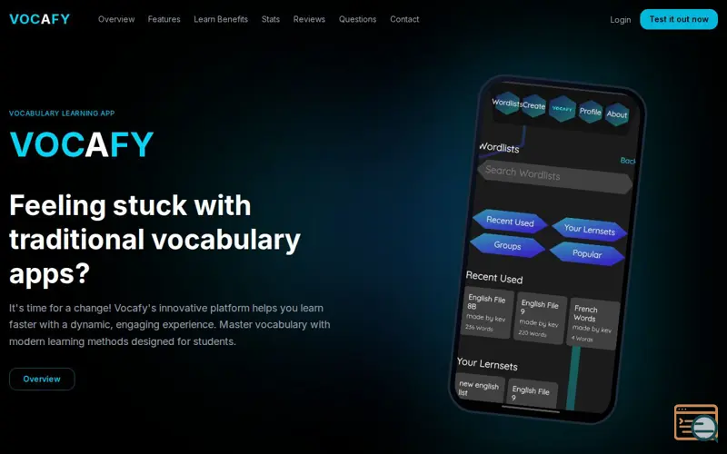 Screenshot of Vocafy, a launch using hostserv.eu DNS