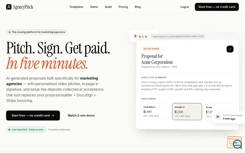 Screenshot of AgencyPitch
