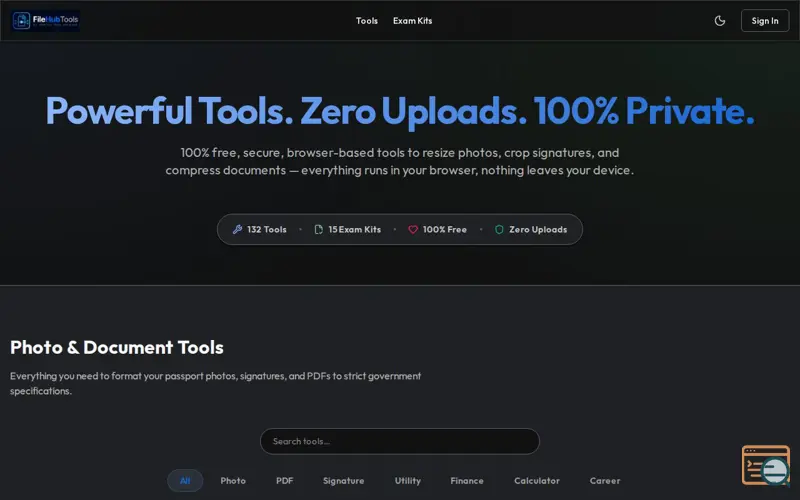 Screenshot of FileHubTools