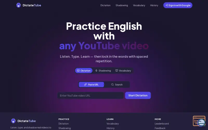 Screenshot of DictateTube